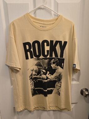 Rocky Beige Graphic Tee with Black Print